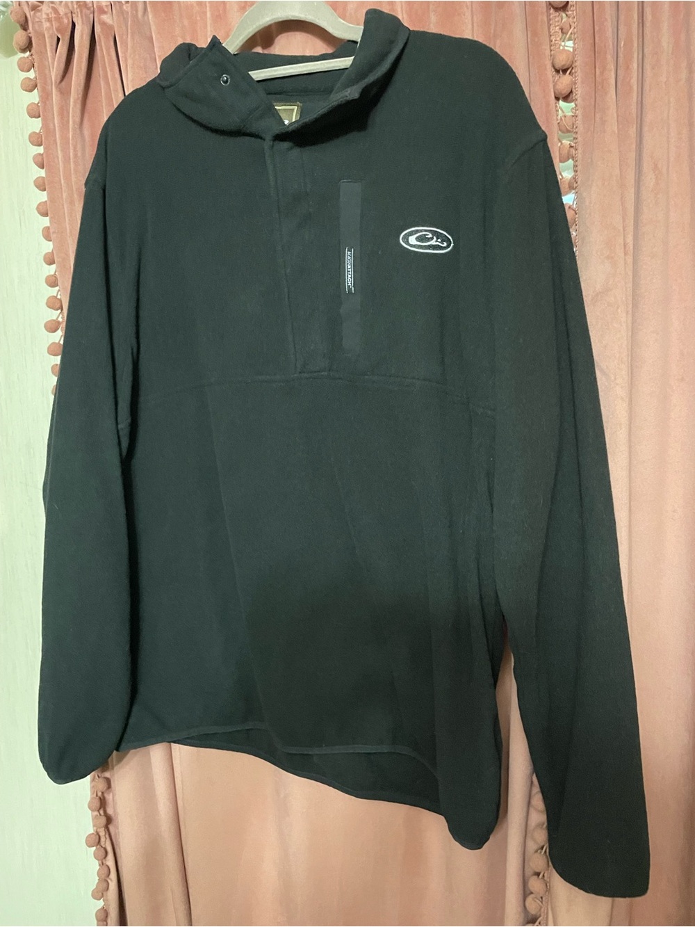 Drake Waterfowl Black Fleece Pullover quarter zip Hoodie
